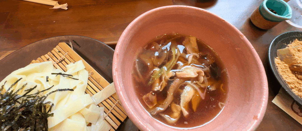 肉つけきしめんのつけ汁アップ