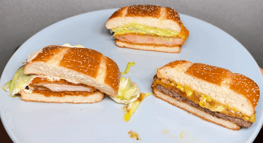 ジュラシック・ワールドバーガーズの断面3つ