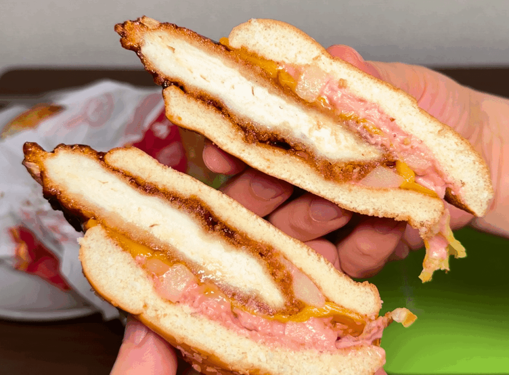 博多明太ポテトてりやきチキンの断面